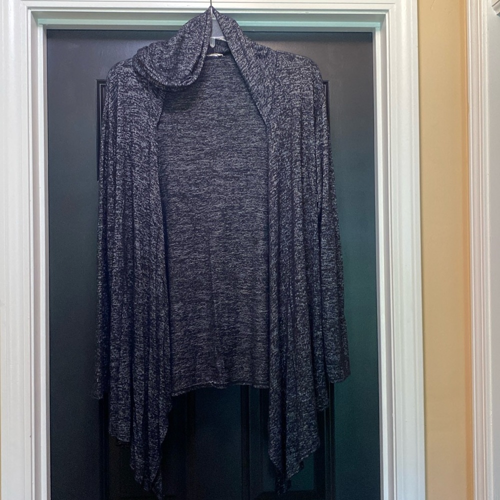 Prospect Blvd open front asymmetrical cardigan with hood size 1x